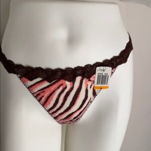 Jezebel pink tan brown thong panty S
